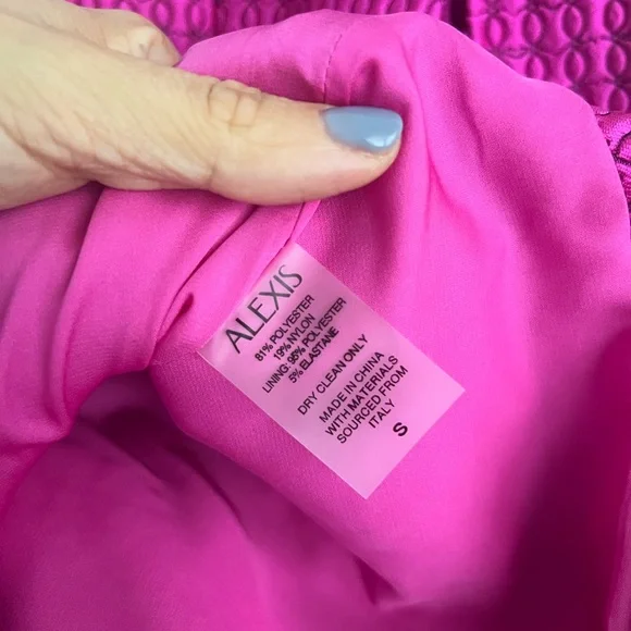 ALEXIS Arie Jacquard Square Neckline Mini Dress Fuchsia Pink NEW with tag - Picture 5 of 6